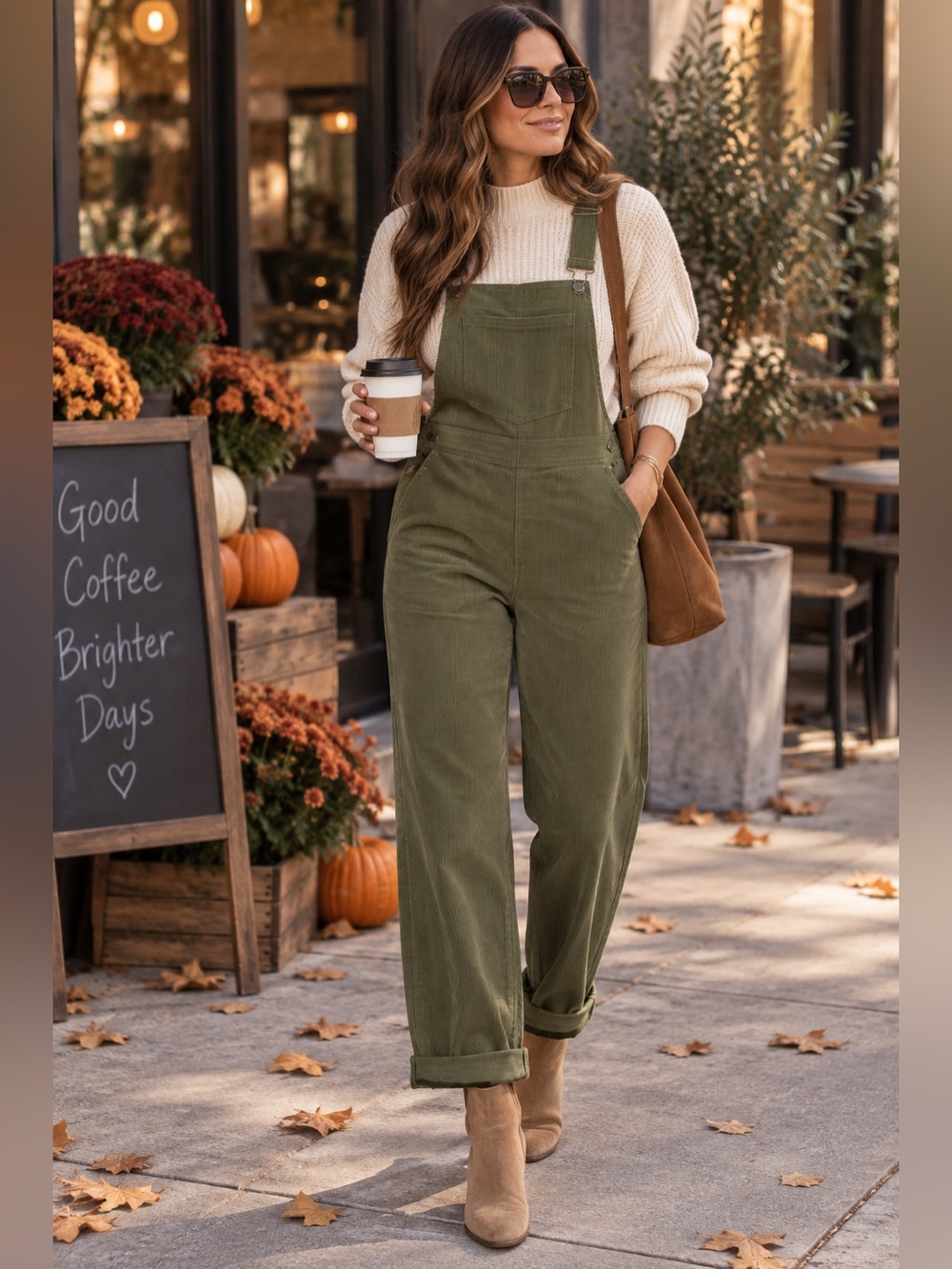 NWT Luvamia Olive Green Corduroy Women's Overalls Jumpsuit Size: Small